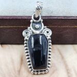 Black Onyx coffin 925 Sterling Silver Pendant (RS29-434)