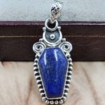 Lapis Lazuli Coffin 925 Sterling Silver Pendant (RS29-438)