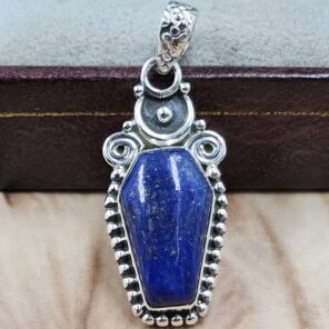 Lapis Lazuli Coffin 925 Sterling Silver Pendant (RS29-438)