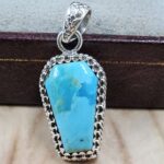 Mohave Turquoise Coffin 925 Sterling Silver Pendant (RS29-474)