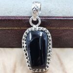 Black Onyx Coffin 925 Sterling Silver Pendant (RS29-472)