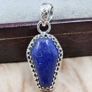 Lapis Lazuli Coffin 925 Sterling Silver Pendant (RS29-470)