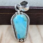 Mohave Turquoise Coffin 925 Sterling Silver Pendant (RS29-466)