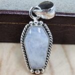 Rainbow Moonstone Coffin 925 Sterling Silver Pendant (RS29-467)