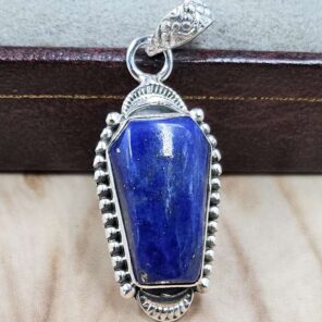 Lapis Lazuli Coffin 925 Sterling Silver Pendant (RS29-452)