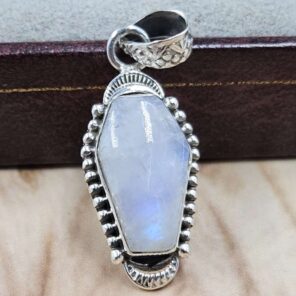 Rainbow Moonstone Coffin 925 Sterling Silver Pendant (RS29-456)