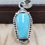 Mohave Turquoise Coffin 925 Sterling Silver Pendant (RS29-455)