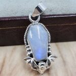 Rainbow Moonstone Coffin 925 Sterling Silver Pendant (RS29-478)