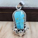 Mohave Turquoise Coffin 925 Sterling Silver Pendant (RS29-479)