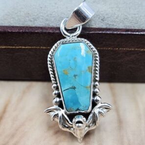 Mohave Turquoise Coffin 925 Sterling Silver Pendant (RS29-479)