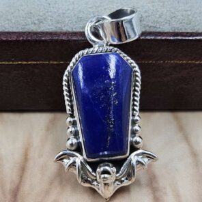Lapis Lazuli Coffin 925 Sterling Silver Pendant (RS29-480)