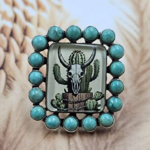 Southwest Doublet & Turquoise ADJ Cluster Ring (REXT18-7)