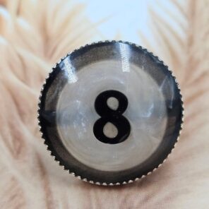 Snow Poll Ball No.8 Adjustable 925 Sterling Silver Ring (RS66-84)