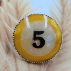 Snow Poll Ball No.5 Adjustable 925 Sterling Silver Ring (RS66-88)