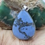 Moss Agate In Blue 2" Opal 925 Sterling Silver Pendant (RS40-58)