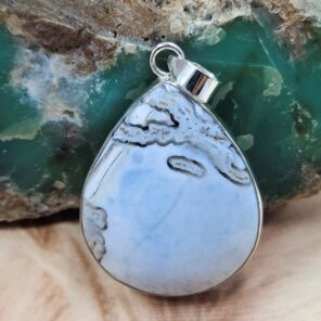 Moss Agate In Blue 1.75" Opal 925 Sterling Silver Pendant (RS40-59)