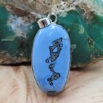 Moss Agate In Blue 2" Opal 925 Sterling Silver Pendant (RS40-60)