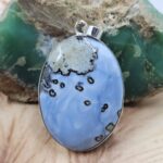 Moss Agate In Blue 2.25" Opal 925 Sterling Silver Pendant (RS40-64)