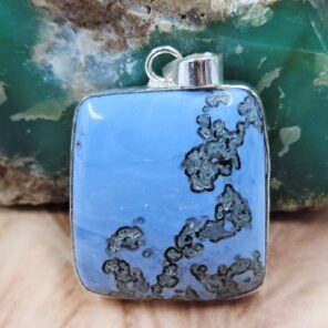 Moss Agate In Blue 1.5" Opal 925 Sterling Silver Pendant (RS40-65)