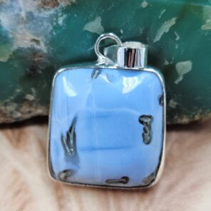 Moss Agate In Blue 1.5" Opal 925 Sterling Silver Pendant (RS40-68)