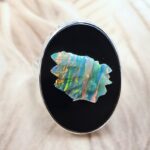 Opal southwest chief head carved Sterling Silver Ring (REXT18-14)