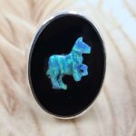 Opal southwest Horse carved Sterling Silver Ring (REXT18-11)