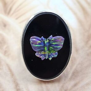 Opal southwest chief head carved Sterling Silver Ring (REXT18-16)