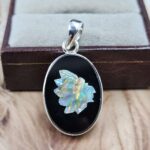 Opal Southwest Chief Head Carved Sterling Silver Pendant (REXT18-27)