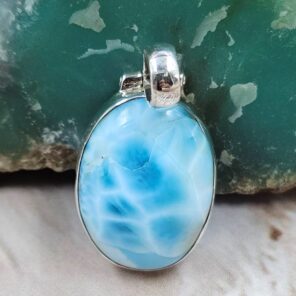 Larimar 1.25" 925 Sterling Silver Pendant (RS78-130)