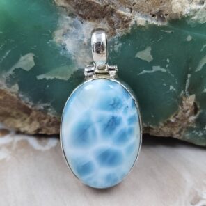 Larimar 1.25" 925 Sterling Silver Pendant (RS78-131)