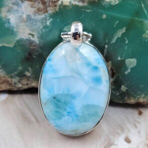 Larimar 1.5" 925 Sterling Silver Pendant (RS78-135)