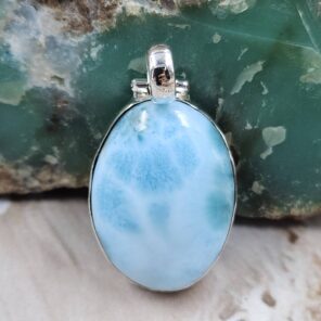 Larimar 1.5" 925 Sterling Silver Pendant (RS78-136)