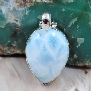 Larimar 1.5" 925 Sterling Silver Pendant (RS78-137)