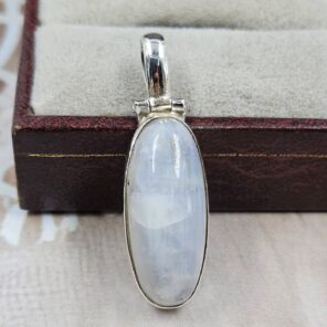 Rainbow Moonstone 1.5" 925 Sterling Silver Pendant (RS78-147)