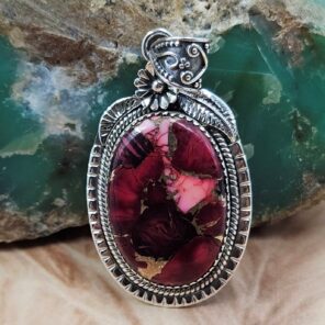 Red Rose Dahlia 2" Sterling Silver Pendant (REXT119-96)