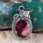 Red Rose Dahlia 1.5" Sterling Silver Pendant (REXT119-104)