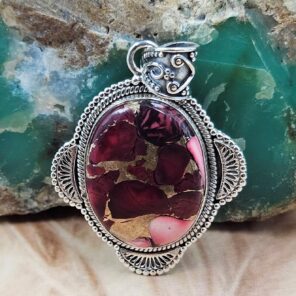 Red Rose Dahlia 1.75" Sterling Silver Pendant (REXT119-107)