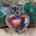 Pink Dahlia Turquoise 1.75" Sterling Silver Pendant (REXT119-112)