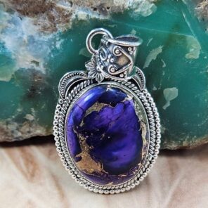 Purple Rose Dahlia  1.5" Sterling Silver Pendant (REXT119-125)