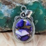 Purple Rose Dahlia  1.75" Sterling Silver Pendant (REXT119-127)
