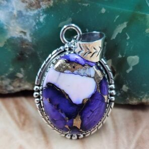 Purple Rose Dahlia 1.5" Sterling Silver Pendant (REXT119-128)