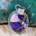 Purple Rose Dahlia  1.5" Sterling Silver Pendant (REXT119-129)