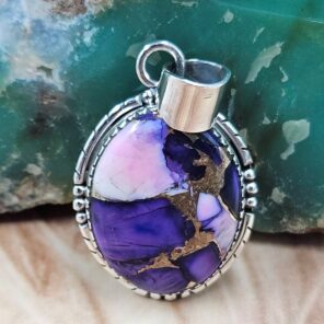 Purple Rose Dahlia 1.5" Sterling Silver Pendant (REXT119-129)