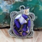 Purple Rose Dahlia  1.5" Sterling Silver Pendant (REXT119-131)