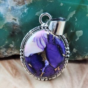 Purple Rose Dahlia  1.5" Sterling Silver Pendant (REXT119-132)
