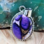 Purple Rose Dahlia 1.5" Sterling Silver Pendant (REXT119-133)