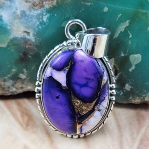 Purple Rose Dahlia 1.5" Sterling Silver Pendant (REXT119-133)