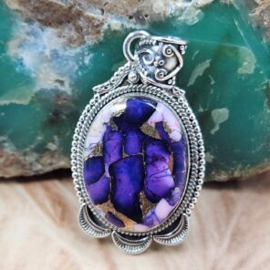 Purple Rose Dahlia 1.75" Sterling Silver Pendant (REXT119-134)