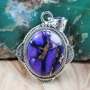 Purple Rose Dahlia 1.5" Sterling Silver Pendant (REXT119-135)