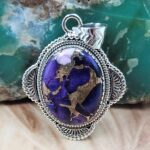 Purple Rose Dahlia 1.75" Sterling Silver Pendant (REXT119-136)